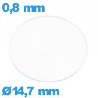 Verre plat en verre minéral de montre circulaire 14,7 mm