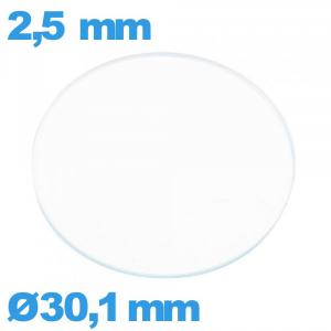 Verre plat verre minéral montre circulaire 30,1 mm
