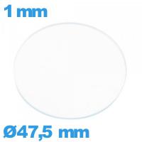 Verre pour montre 47,5 mm plat en verre minéral circulaire