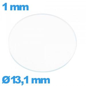 Verre 13,1 mm de montre plat circulaire verre minéral
