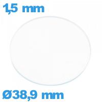 Verre pour montre 38,9 mm plat verre minéral circulaire