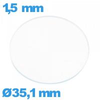 Verre plat 35,1 mm pour montre en verre minéral circulaire