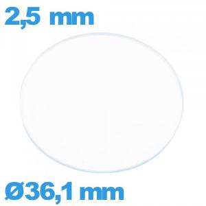 Verre plat en verre minéral circulaire pour montre 36,1 mm