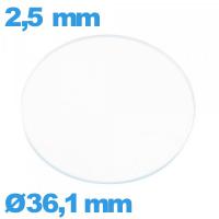 Verre plat en verre minéral circulaire pour montre 36,1 mm