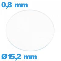 Verre circulaire 15,2 mm plat de montre verre minéral