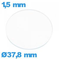 Verre circulaire 37,8 mm plat montre en verre minéral