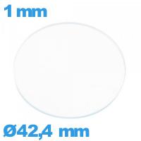 Verre plat de montre en verre minéral 42,4 mm circulaire