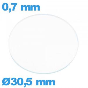 Verre de montre 30,5 mm plat verre minéral circulaire