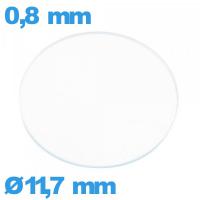 Verre circulaire plat 11,7 mm en verre minéral pour montre