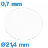 Verre montre 21,4 mm plat verre minéral circulaire