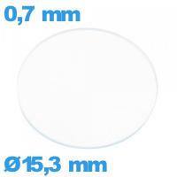Verre plat verre minéral circulaire 15,3 mm pour montre