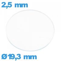 Verre plat en verre minéral montre circulaire 19,3 mm
