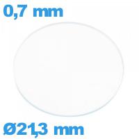 Verre de montre 21,3 mm plat verre minéral circulaire