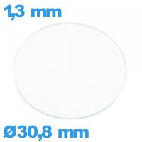 Verre circulaire plat 30,8 mm en verre minéral montre