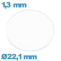 Verre plat verre minéral circulaire montre 22,1 mm