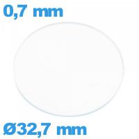 Verre plat en verre minéral circulaire montre 32,7 mm