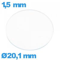 Verre circulaire plat 20,1 mm verre minéral montre