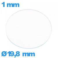 Verre circulaire 19,8 mm plat pour montre en verre minéral