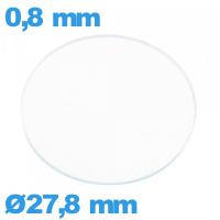 Verre plat en verre minéral circulaire de montre 27,8 mm