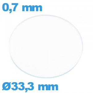 Verre plat montre verre minéral 33,3 mm circulaire