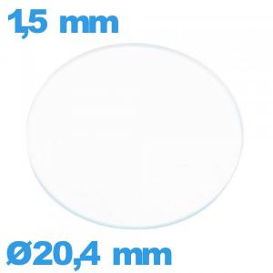 Verre plat pour montre en verre minéral 20,4 mm circulaire