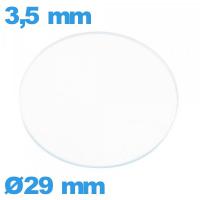 Verre circulaire plat 29 mm en verre minéral montre