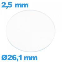 Verre 26,1 mm pour montre plat circulaire en verre minéral
