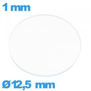 Verre circulaire 12,5 mm plat montre en verre minéral
