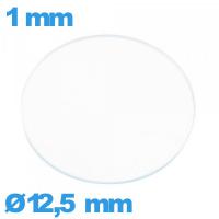 Verre circulaire 12,5 mm plat montre en verre minéral