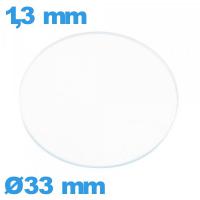 Verre de montre 33 mm plat verre minéral circulaire