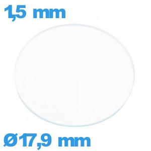 Verre plat en verre minéral montre circulaire 17,9 mm