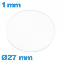 Verre plat 27 mm montre verre minéral circulaire