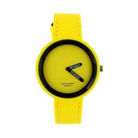 Montre femme avec bracelet en cuir jaune