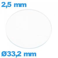 Verre pour montre verre minéral circulaire 33,2 mm plat