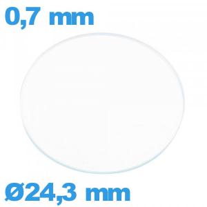 Verre plat 24,3 mm montre verre minéral circulaire