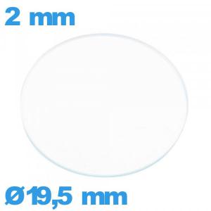 Verre plat 19,5 mm de montre en verre minéral circulaire