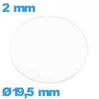 Verre plat 19,5 mm de montre en verre minéral circulaire