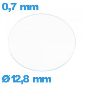 Verre circulaire en verre minéral 12,8 mm plat montre