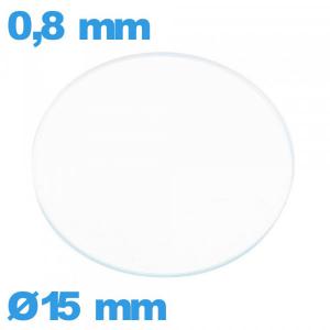 Verre pour montre 15 mm plat en verre minéral circulaire