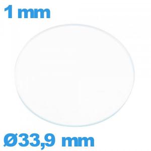 Verre circulaire 33,9 mm plat pour montre en verre minéral