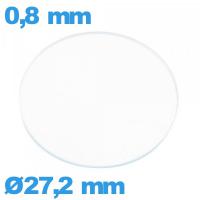 Verre plat de montre verre minéral 27,2 mm circulaire