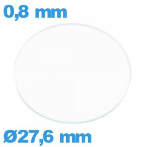 Verre plat de montre verre minéral 27,6 mm circulaire