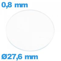 Verre plat de montre verre minéral 27,6 mm circulaire