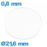 Verre circulaire 21,6 mm plat pour montre en verre minéral