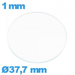 Verre 37,7 mm circulaire plat montre en verre minéral