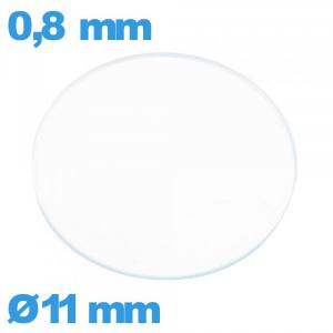 Verre de montre en verre minéral circulaire 11 mm plat