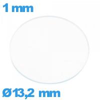 Verre plat de montre verre minéral 13,2 mm circulaire