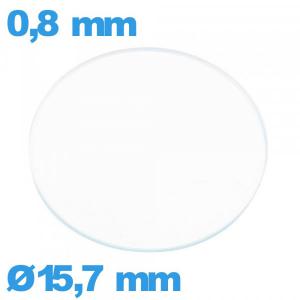 Verre plat 15,7 mm de montre en verre minéral circulaire
