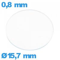 Verre plat 15,7 mm de montre en verre minéral circulaire