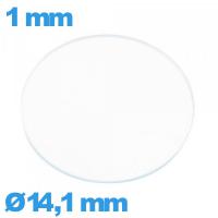 Verre 14,1 mm circulaire plat montre verre minéral